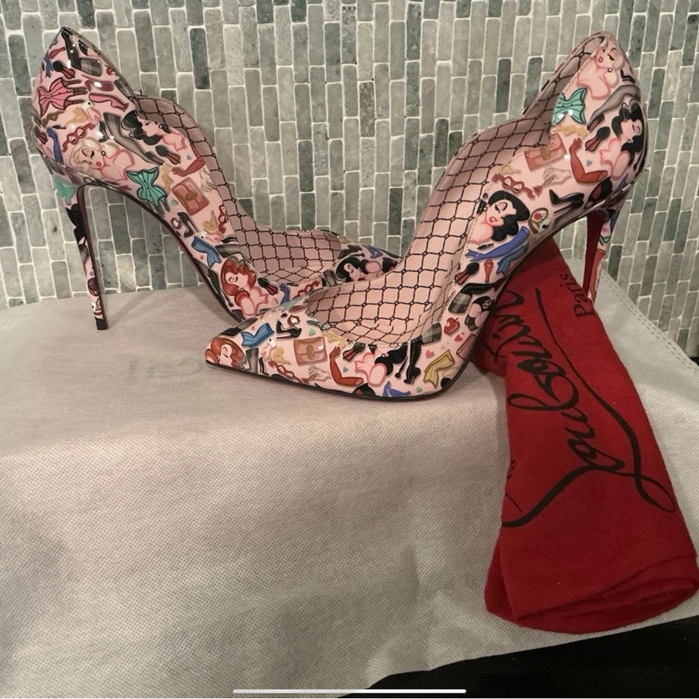 Christian Louboutin Artistic Print Heels with Red Sole